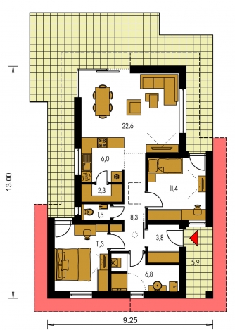 Mirror image | Floor plan of ground floor - BUNGALOW 163
